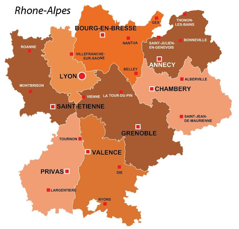 ਲਾਇਯਨ ਖੇਤਰ france ਨਕਸ਼ਾ