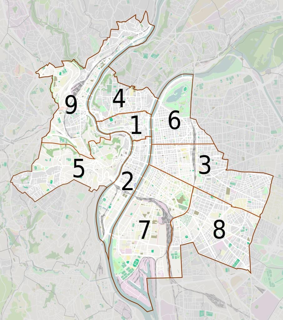 ਨਕਸ਼ਾ ਦੇ ਲਾਇਯਨ arrondissements