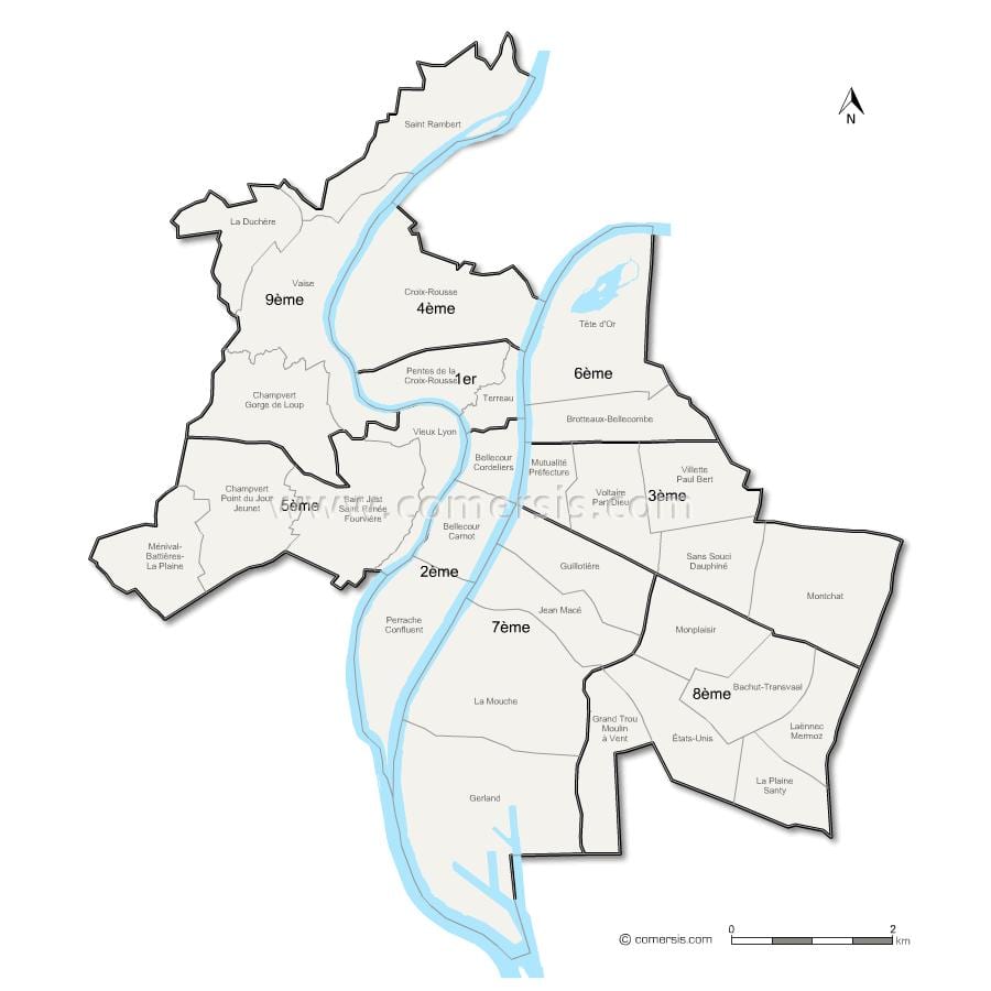 ਨਕਸ਼ਾ ਦੇ ਲਾਇਯਨ arrondissement